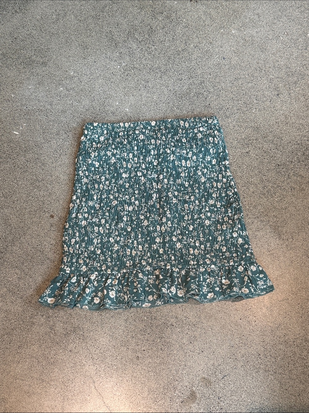 Floral Smocked Ruffle Mini Skirt - Teal